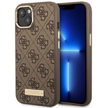 Guess Etui Guess 4G Logo Plate MagSafe za iPhone 14 Plus - rjavo