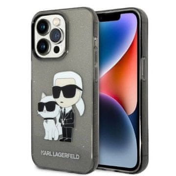Karl Lagerfeld Etui Karl Lagerfeld Glitter Karl&Choupette za iPhone 14 Pro Max - črne