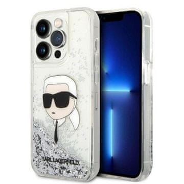 Karl Lagerfeld Etui Karl Lagerfeld Glitter Karl's Head na iPhone 14 Pro - srebrne