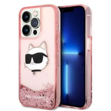 Karl Lagerfeld Etui Karl Lagerfeld Glitter Choupette Head za iPhone 14 Pro - roza
