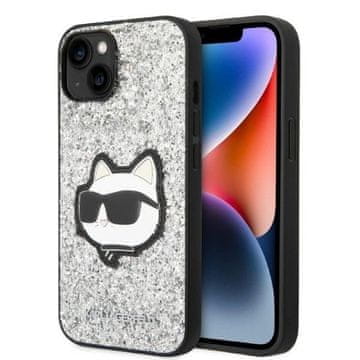 Karl Lagerfeld Etui Karl Lagerfeld Glitter Choupette Patch na iPhone 14 - srebrne