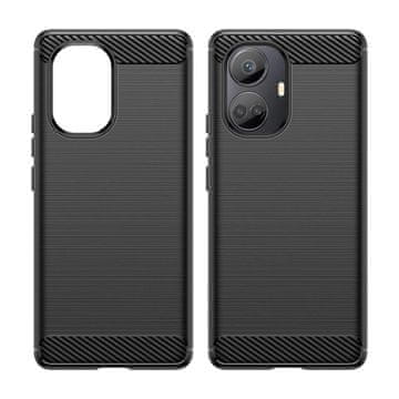 HURTEL Carbon Case ovitek za Realme 10 Pro+ prožen silikonski ogljikov ovitek črn