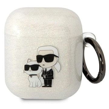 Karl Lagerfeld Etui Karl Lagerfeld Glitter Karl&Choupette za AirPods 1/2 - prozorno