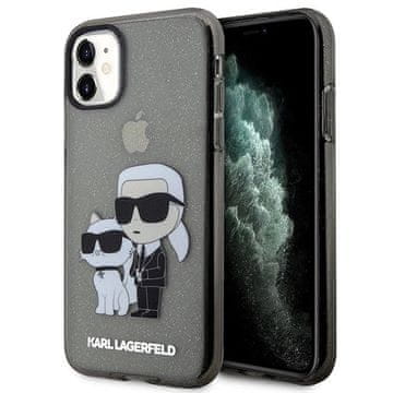 Karl Lagerfeld Etui Karl Lagerfeld Glitter Karl&Choupette za iPhone 11 / Xr - črn