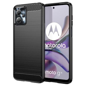 HURTEL Carbon Case ovitek za Motorola Moto G53 / G13 prožen silikonski ovitek iz ogljikovih vlaken črn