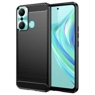 HURTEL Carbon Case ovitek za Infinix Hot 20 Play, prožna silikonska karbonska prevleka, črna
