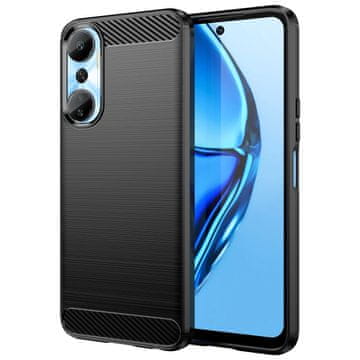 HURTEL Carbon Case etui za Infinix Hot 20, prožna silikonska karbonska prevleka, črna