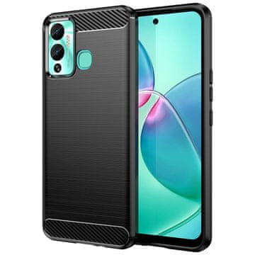 HURTEL Carbon Case etui za Infinix Hot 12 Play NFC / Hot 12 Play prožen silikonski ovitek iz ogljikovih vlaken črn