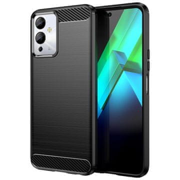 HURTEL Carbon Case etui za Infinix Note 12i, prožna silikonska karbonska ovitek, črn