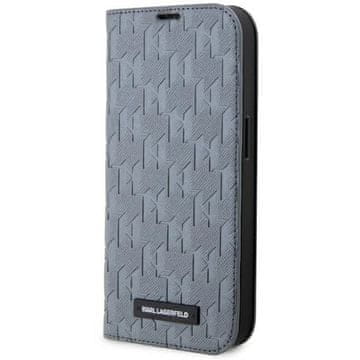 Karl Lagerfeld Etui Karl Lagerfeld Saffiano Monogram na iPhone 14 Pro - srebrne