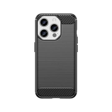 HURTEL Elastično ohišje z vzorcem karbona za iPhone 15 Pro Carbon Case - črno