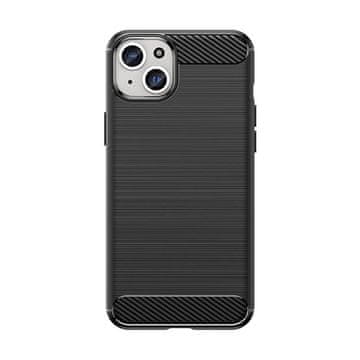 HURTEL Elastično ohišje vzorec karbon za iPhone 15 Plus Carbon Case - črno