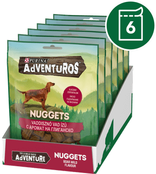 Adventuros priboljški za pse z divjim prašičem, 6x90 g