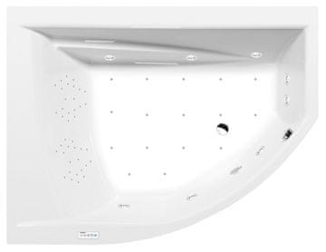 POLYSAN Elegantna hidromasažna kad TANDEM L, 170x130x50 cm, Highline Hydro-Air, krom