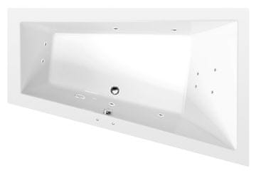 POLYSAN Asimetrična Hidromasažna Kad TRIANGL R 180x120cm s Sistemom Active Hydro, Kromirana