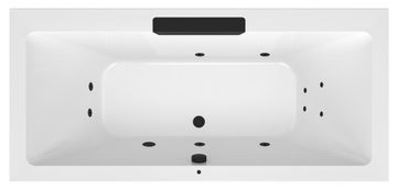 POLYSAN Elegantna Črna Masažna Kad CASCATA 185x85cm s Sistemom Active Hydro