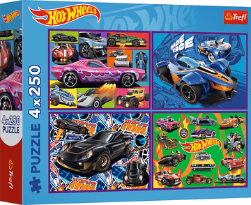 Trefl Sestavljanka 4 x 250 kosov Hot Wheels