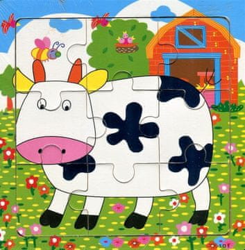 Lesena sestavljanka Živali: krava 9 kosov
