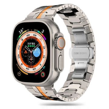 Tech-protect Zapestnica Tech-Protect Stainless Line za Apple Watch 4 / 5 / 6 / 7 / 8 / 9 / SE / Ultra 1 / 2 (42/44/45/49 mm) - titanovo-oranžna