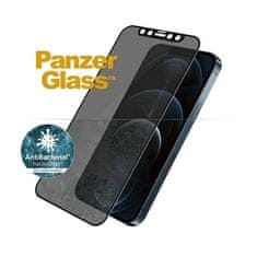PanzerGlass Kaljeno steklo PanzerGlass E2E Super+ Microfracture antibakterijsko zasebno za iPhone 12 Pro Max - s črnim okvirjem