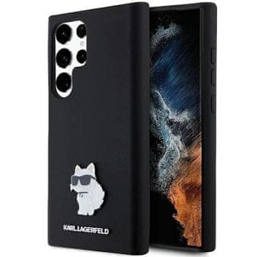 Karl Lagerfeld Etui Karl Lagerfeld Silicone Choupette Metal Pin za Samsung Galaxy S24 Ultra - črno