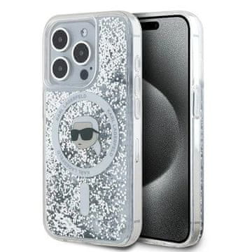 Karl Lagerfeld Etui Karl Lagerfeld Liquid Glitter Karl Head MagSafe za iPhone 15 Pro Max - prozorno