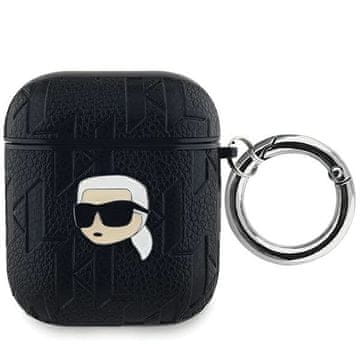 Karl Lagerfeld Etui Karl Lagerfeld Monogram Karl Head za AirPods 1 / 2 - črno