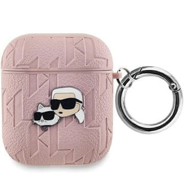 Karl Lagerfeld Ohišje Karl Lagerfeld Monogram Karl & Choupette Head za AirPods 1 / 2 - roza