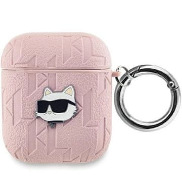 Karl Lagerfeld Etui Karl Lagerfeld Monogram Choupette Head za AirPods 1 / 2 - roza