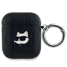 Karl Lagerfeld Etui Karl Lagerfeld Monogram Choupette Head za AirPods 1 / 2 - črno