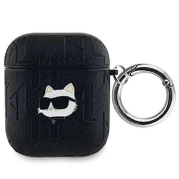 Karl Lagerfeld Etui Karl Lagerfeld Monogram Choupette Head za AirPods 1 / 2 - črno