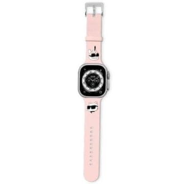Karl Lagerfeld Pašček Karl Lagerfeld 3D Rubber Karl&Choupette Heads za Apple Watch 38/40/41mm - roza