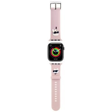 Karl Lagerfeld Pašček Karl Lagerfeld 3D Rubber Karl&Choupette Heads za Apple Watch 42/44/45/49mm - roza