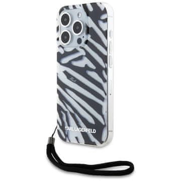 Karl Lagerfeld Etui Karl Lagerfeld IML Zebra Pattern & Cord za iPhone 15 Pro - črno