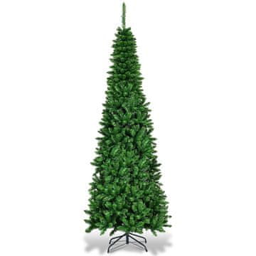 Northix Umetno božično drevo 200 cm z 250 LED lučkami, ozka oblika, zelena barva