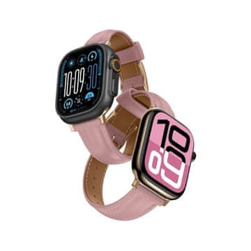 slomart Usnjen pašček AMAZINGTHING Class Band za Apple Watch 45 / 46 / 49 mm - roza