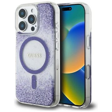 slomart Etui Guess HC Resin Bottom Glitter MagSafe za iPhone 16 Pro - vijolično