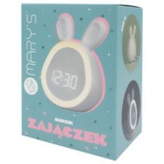 sarcia.eu Mary's Elektronska ura z zaslonom za otroke, budilka za spalnico – beli zajček, svetilka, USB