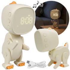 sarcia.eu Mary’s Elektronska ura z zaslonom za otroke, budilka za spalnico – bež ROBO dinozaver, USB