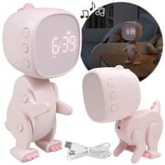 sarcia.eu Mary’s Elektronska ura z zaslonom za otroke, budilka za spalnico – roza ROBO dinozaver, USB