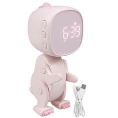 sarcia.eu Mary’s Elektronska ura z zaslonom za otroke, budilka za spalnico – roza ROBO dinozaver, USB