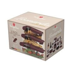 Berlingerhaus Posoda za hrano BH-8790 with lid glass set 3 pcs Leonardo Collection