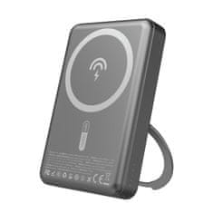 slomart Powerbank Dudao K28 10000mAh PD 22.5W z MagSafe z metalnim ohišjem in obročem-stojalom - siv