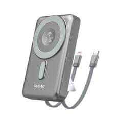 slomart Powerbank Dudao K29 10000mAh PD 20W z MagSafe z metalową obudową, podstawką i wbudowanymi kablami USB-C/Lightning - szary