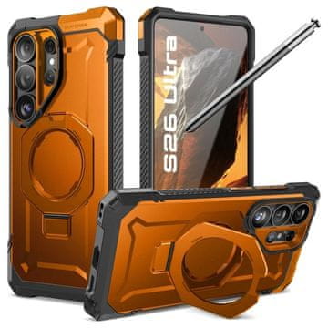 slomart Ovitek Supcase UB Grip Mag MagSafe za Samsung Galaxy S26 Ultra - oranžno-črn