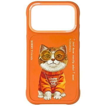 slomart Etui Nimmy Glasses Cool Cat za iPhone 17 Pro - oranžna