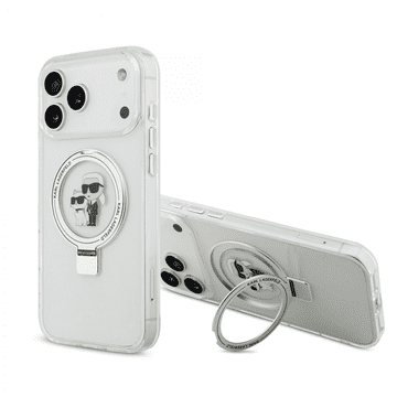 Karl Lagerfeld Originalen MagSafe ovitek iPhone 17 Pro Max - S stojalom - Karls full body - bel - KLHMP17XHMRSKCH