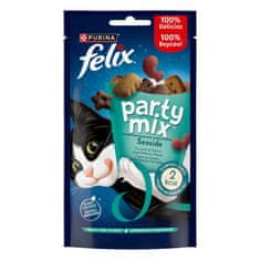 Felix Party Mix priboljški za mačke z okusom lososa, trske in postrvi, 8x60g