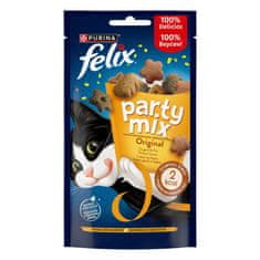 Felix Party Mix priboljški za mačke z okusom piščanca, jeter in purana, 8x60g