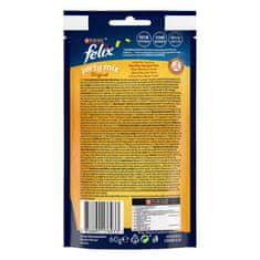 Felix Party Mix priboljški za mačke z okusom piščanca, jeter in purana, 8x60g